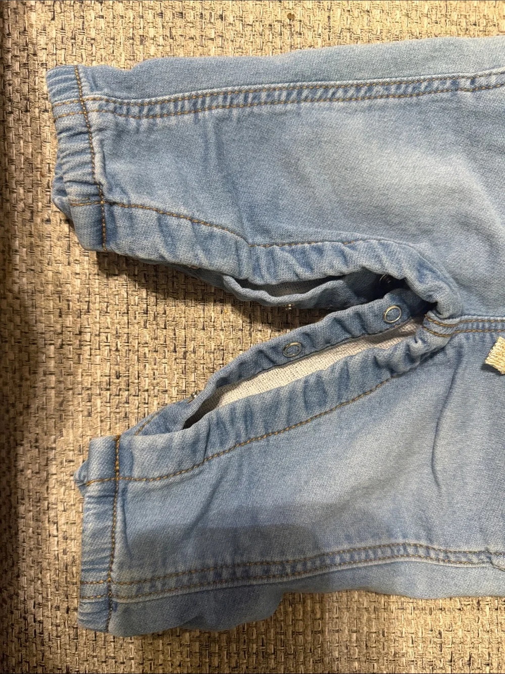 GAP Light Blue Denim Baby Overalls with Contrast Drawstring